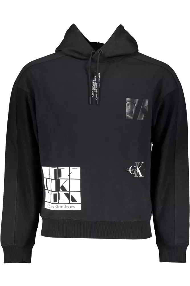 Elegant Black Hooded Sweatshirt with Contrasting Logo