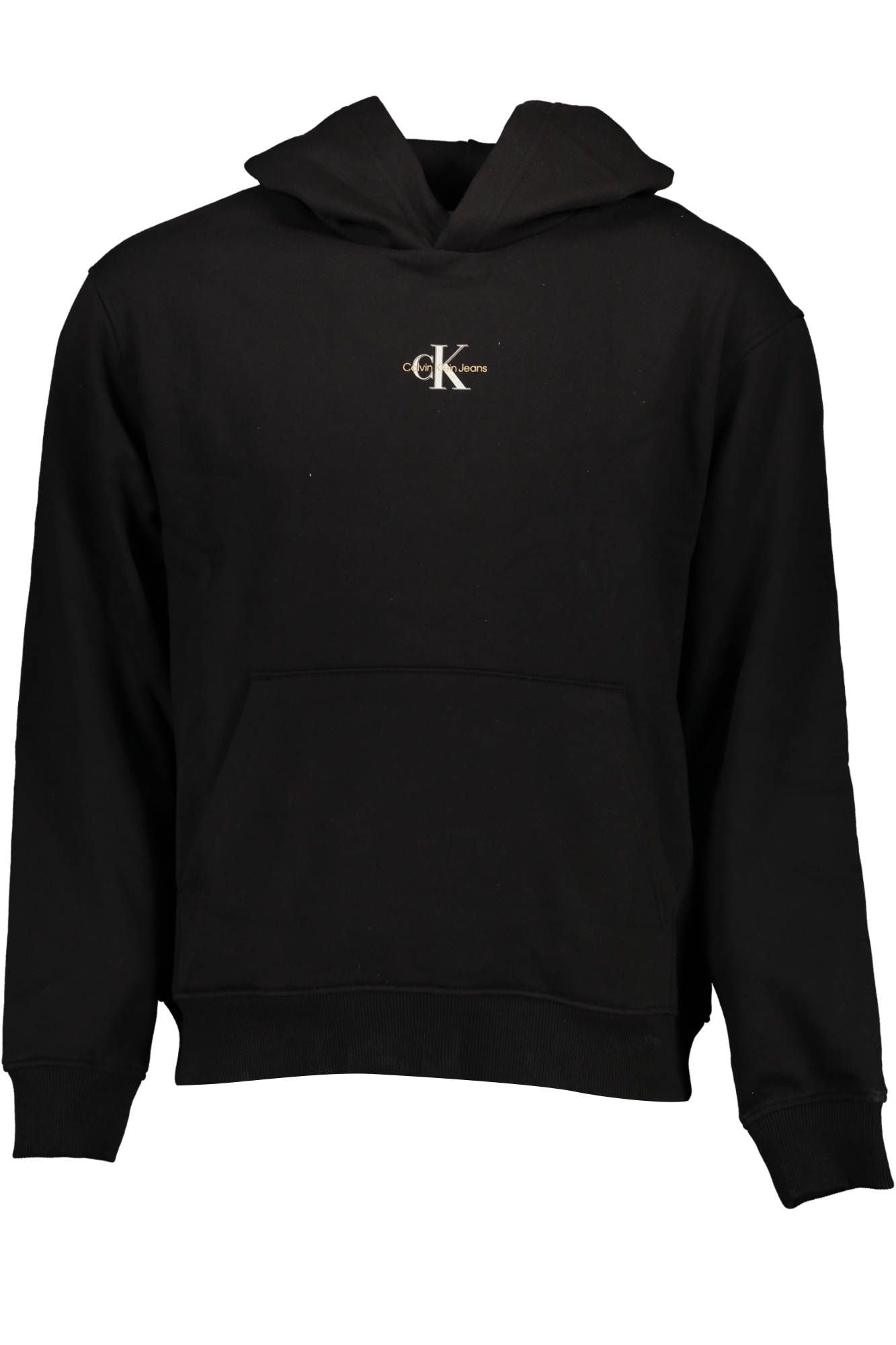 Elegant Black Cotton Hooded Sweatshirt