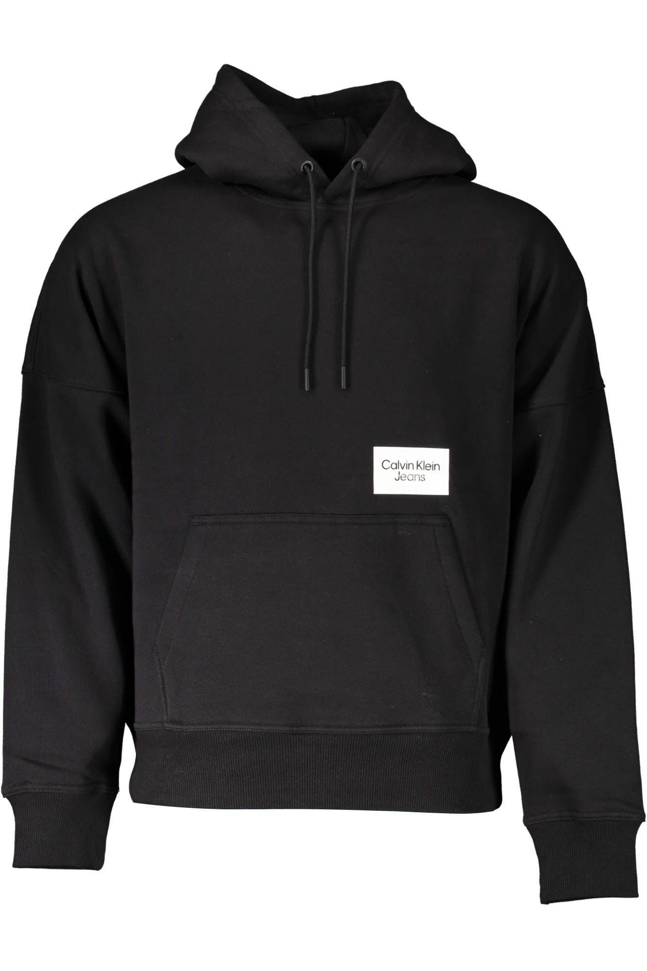 Sleek Black Cotton Hooded Sweatshirt