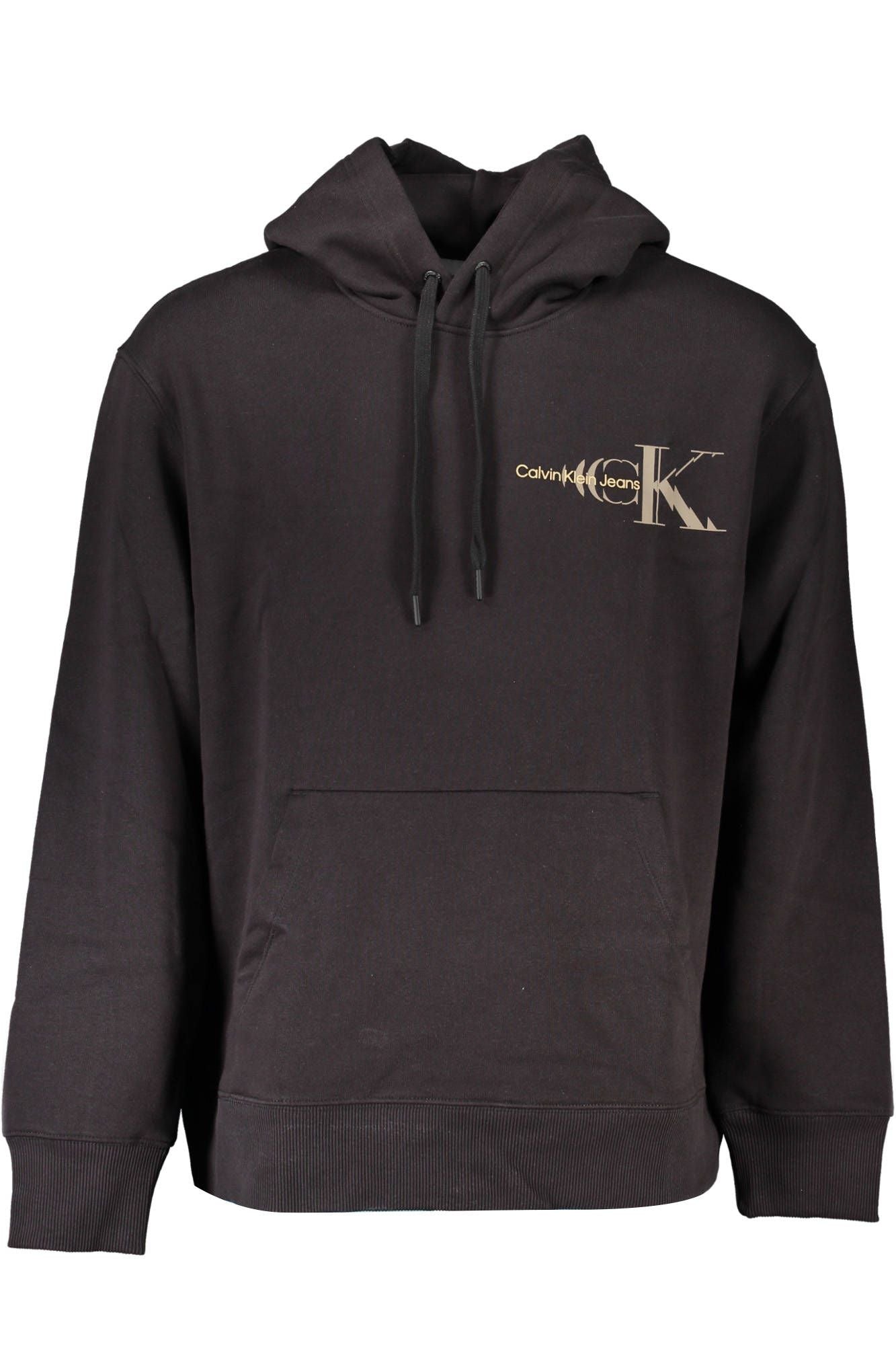 Sleek Black Cotton Hooded Sweatshirt