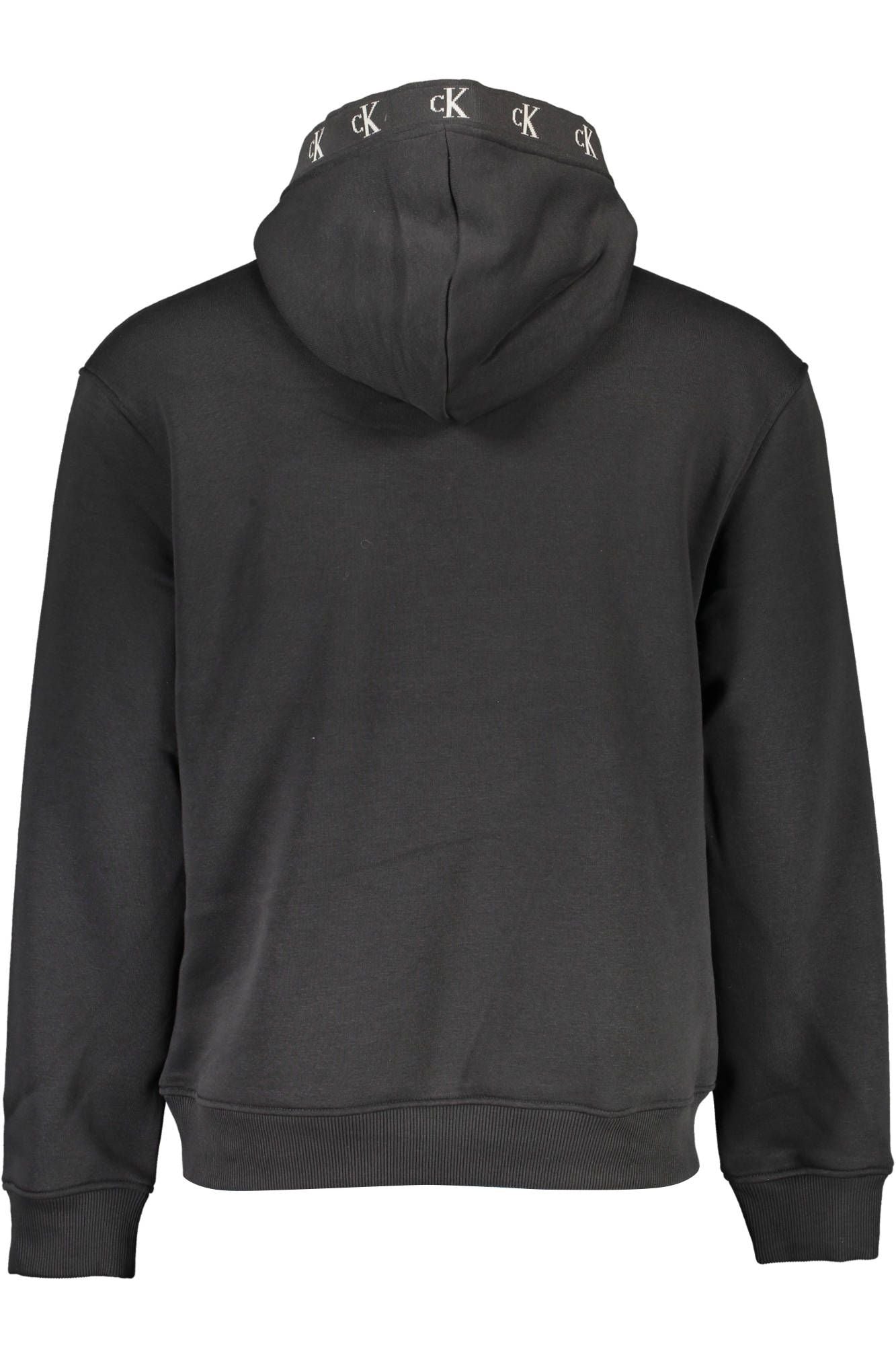 Sleek Black Hooded Sweatshirt with Contrast Details