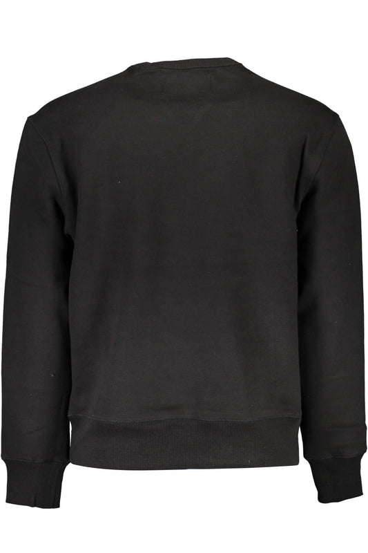 Sleek Black Round Neck Cotton Sweatshirt