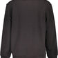 Sleek Black Cotton Sweater with Unique Logo Print