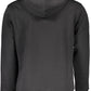 Chic Embroidered Hooded Black Sweatshirt