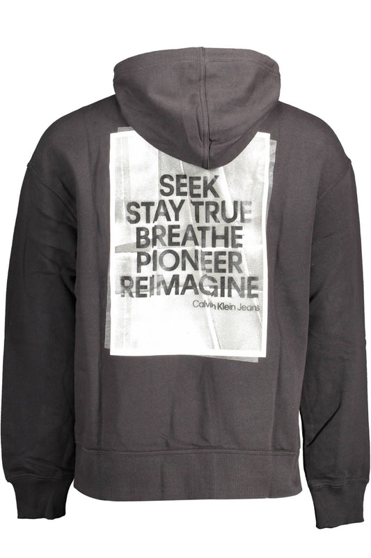 Sleek Black Cotton Hooded Sweatshirt