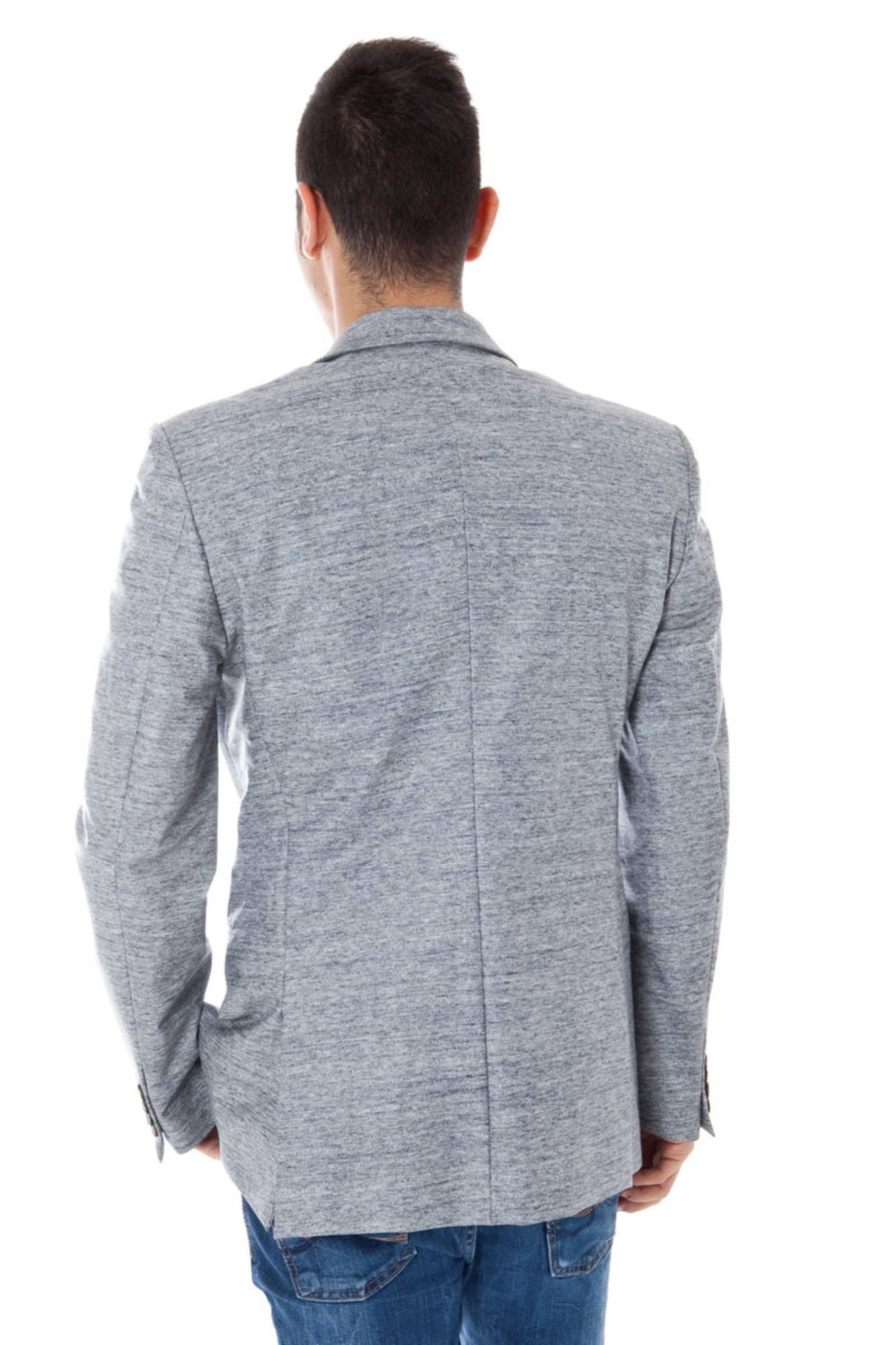 Elegant Gray Cotton Jacket with Long Sleeves