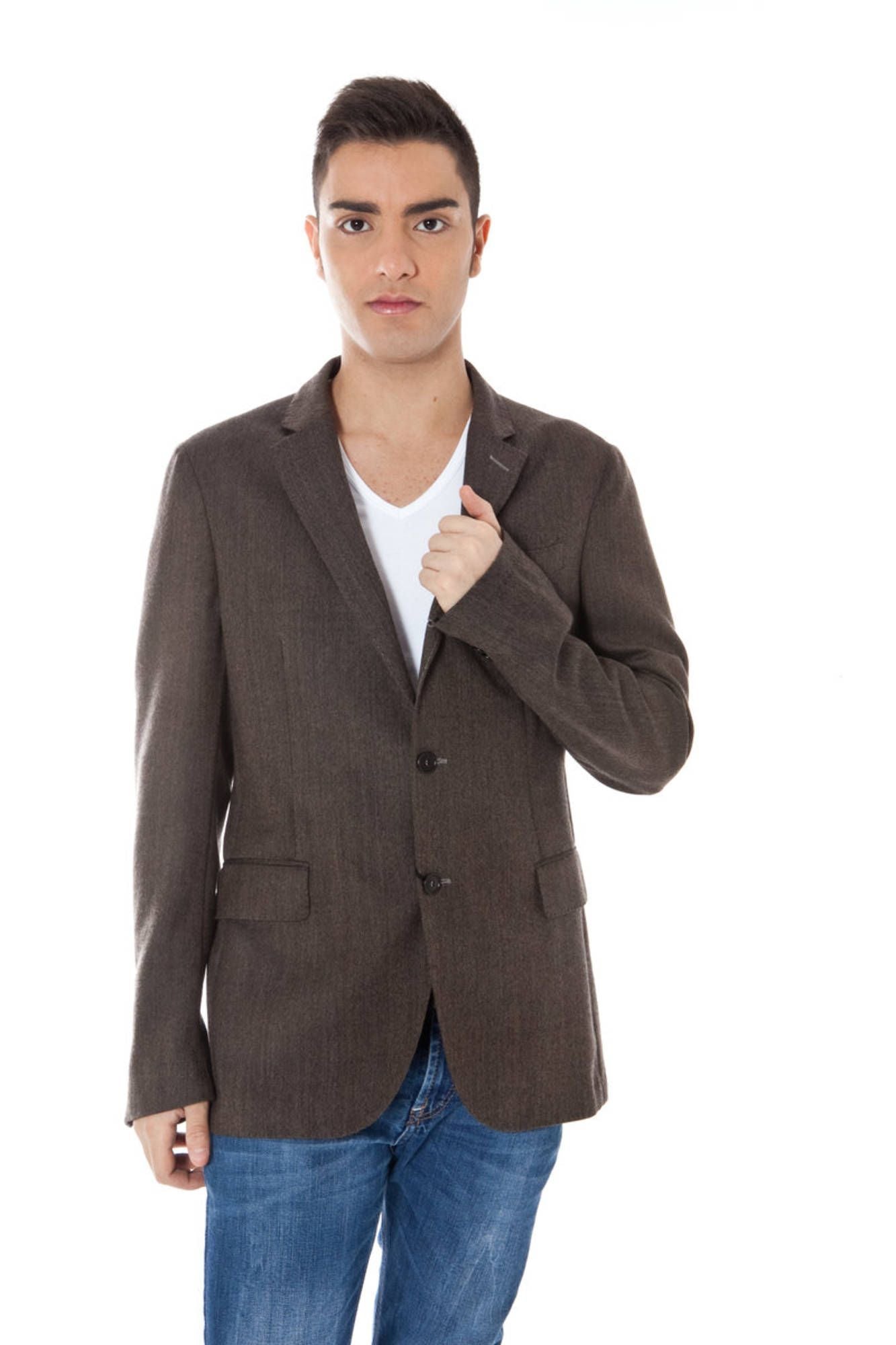 Elegant Woolen Brown Jacket for Men