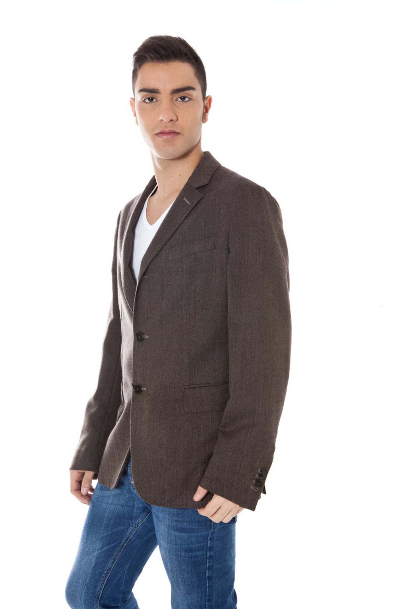 Elegant Woolen Brown Jacket for Men