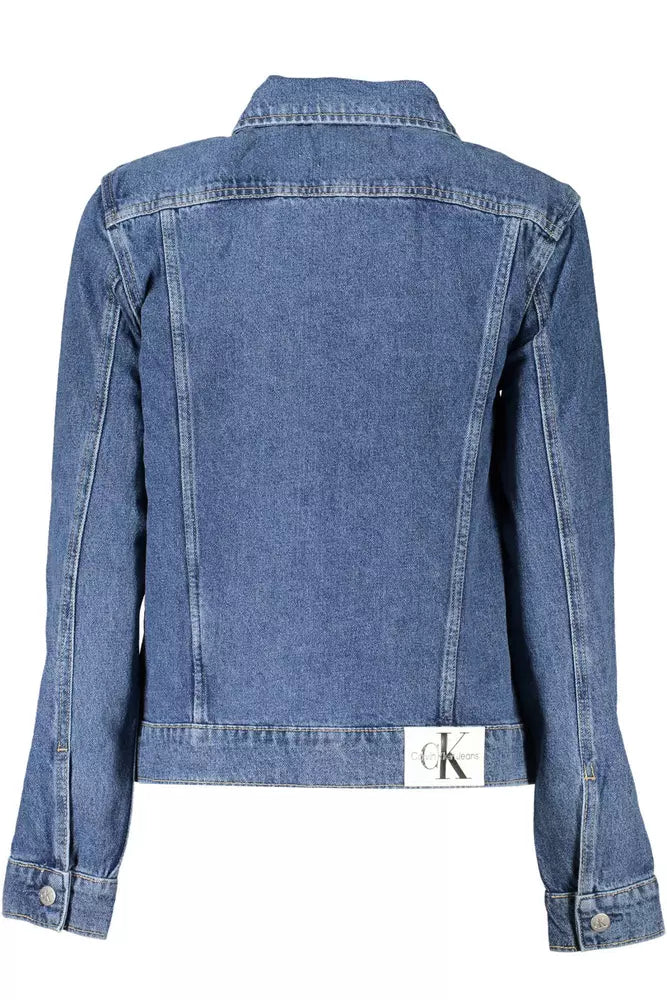 Chic Washed Denim Jacket with Logo Detail