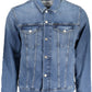 Chic Denim Long Sleeve Jacket with Logo Detailing