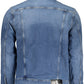 Chic Denim Long Sleeve Jacket with Logo Detailing