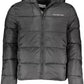 Sleek Black Recycled Polyester Hooded Jacket