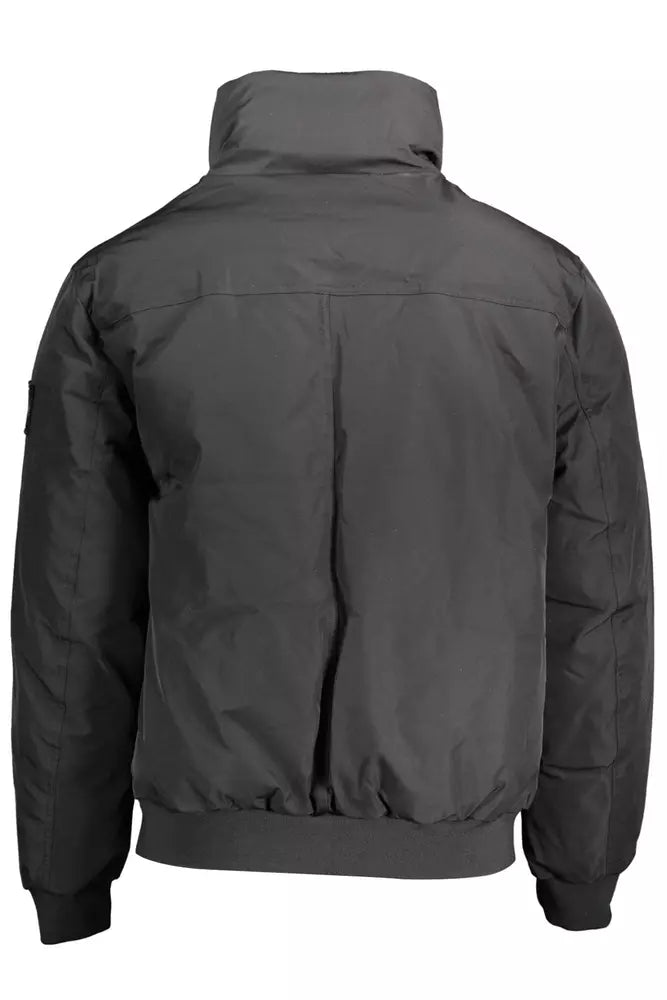 Sleek Black Recycled Polyester Jacket