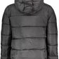 Sleek Black Recycled Polyester Hooded Jacket
