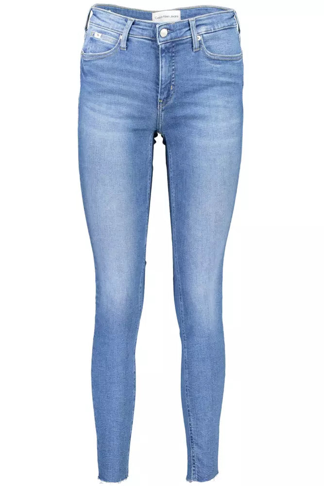 Eco-Conscious Mid-Rise Skinny Jeans in Light Blue