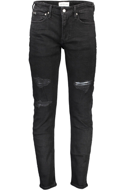 Sleek Slim-Fit Black Jeans with Subtle Logo