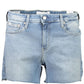 Chic Light Blue Denim Shorts with Logo Detail