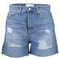 Chic Embroidered Denim Shorts with Worn Detail