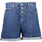 Chic Blue Denim Shorts with Logo Embellishment