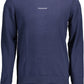 Sleek Blue Cotton Round Neck Sweater