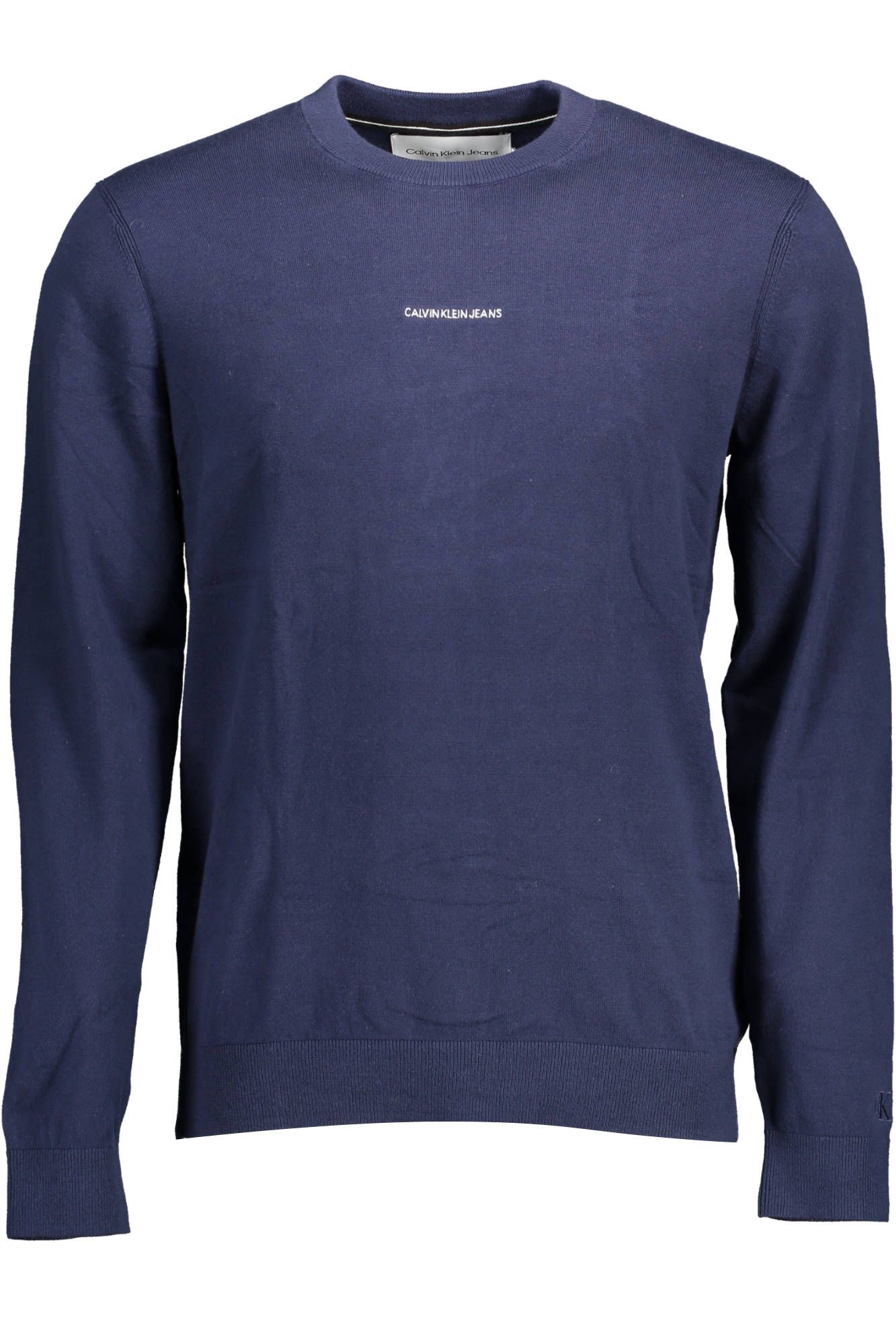 Sleek Blue Cotton Round Neck Sweater