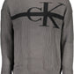 Elegant Gray Turtleneck with Sleek Embroidery
