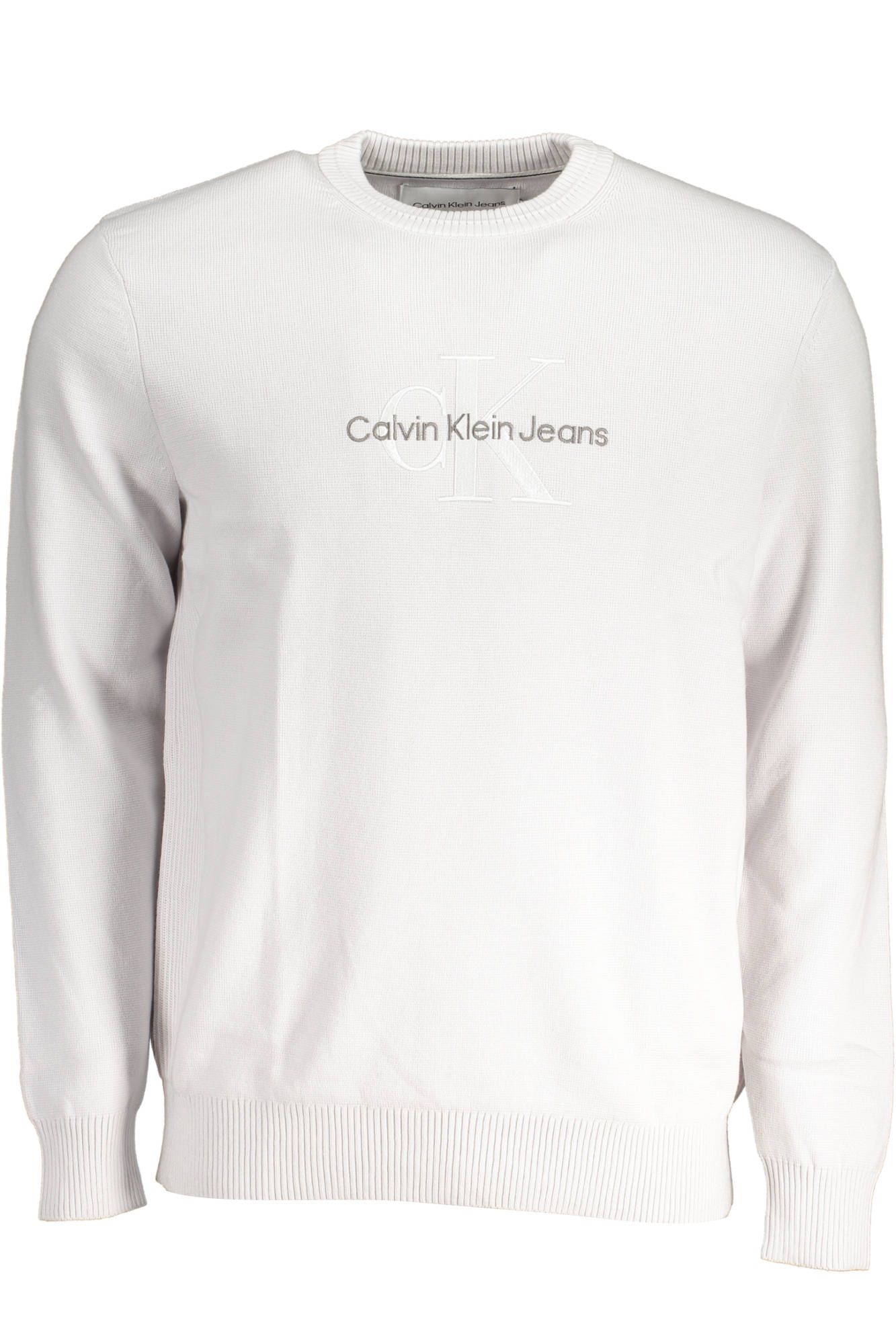 Sleek Gray Embroidered Logo Sweater