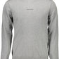 Sleek Gray Round Neck Cotton Sweater