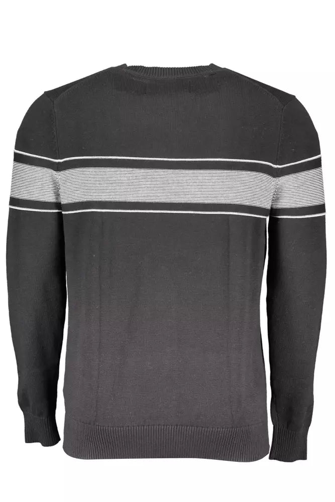 Sleek Contrast Crew-Neck Cotton Shirt