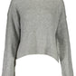 Chic Gray Embroidered Sweater with Side Slits