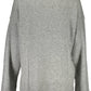 Chic Gray Embroidered Sweater with Side Slits