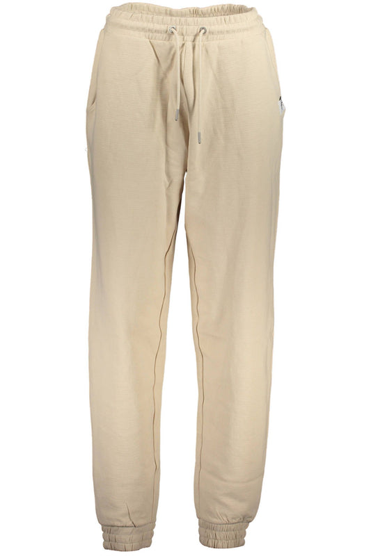 Beige Elastic Waist Sports Trousers