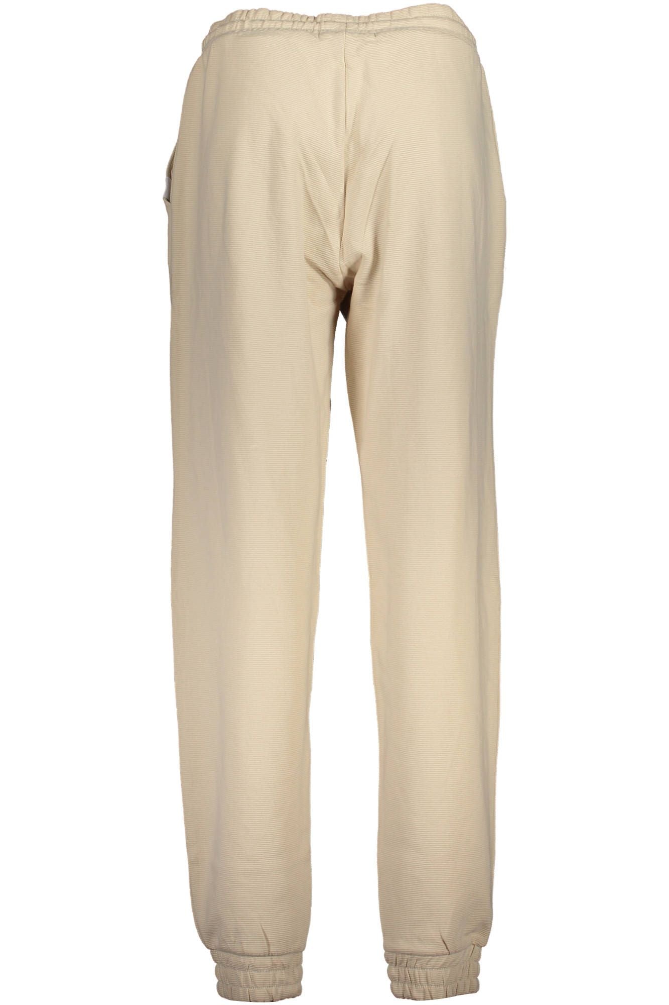 Beige Elastic Waist Sports Trousers