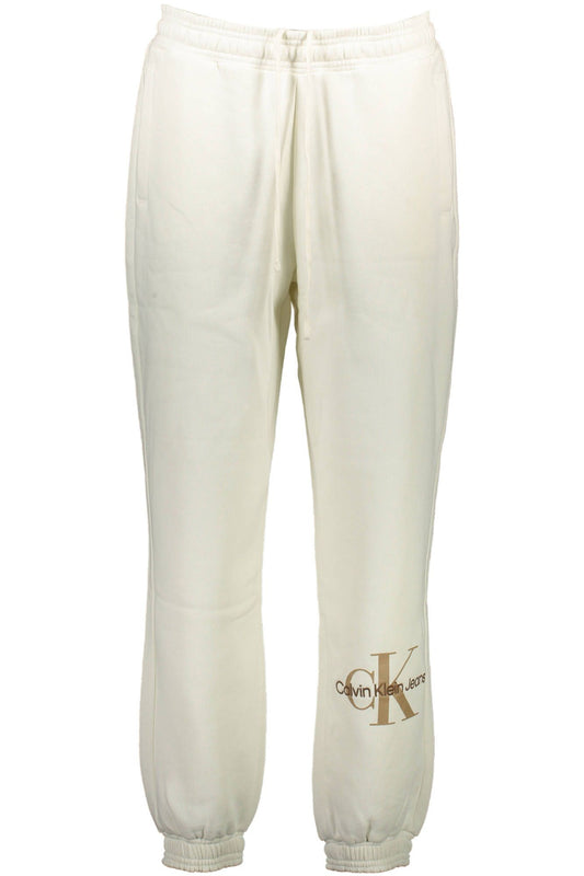 Elegant Sporty Fleece Trousers in White