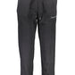 Sleek Black Cotton Sports Trousers with Reflective Details
