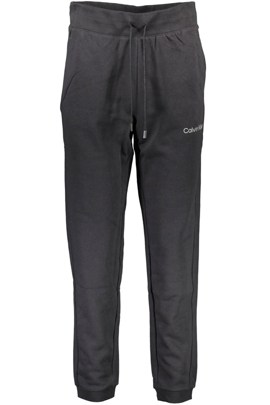 Sleek Black Cotton Sports Trousers with Reflective Details