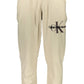 Beige Cotton Sports Trousers with Embroidery