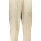 Beige Cotton Sports Trousers with Logo Embroidery