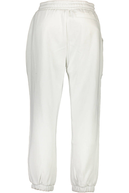 Chic Sporty White Trousers with Embroidery Detail