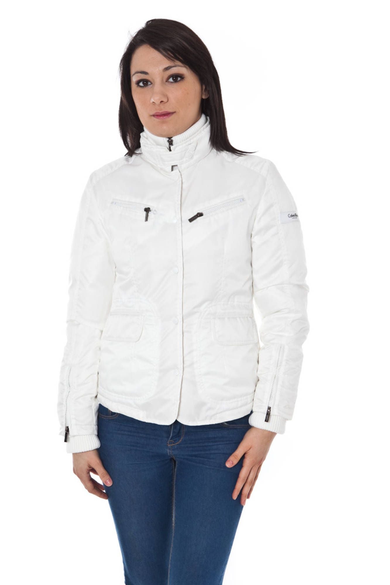 Elegant White Down Jacket with Removable Hood