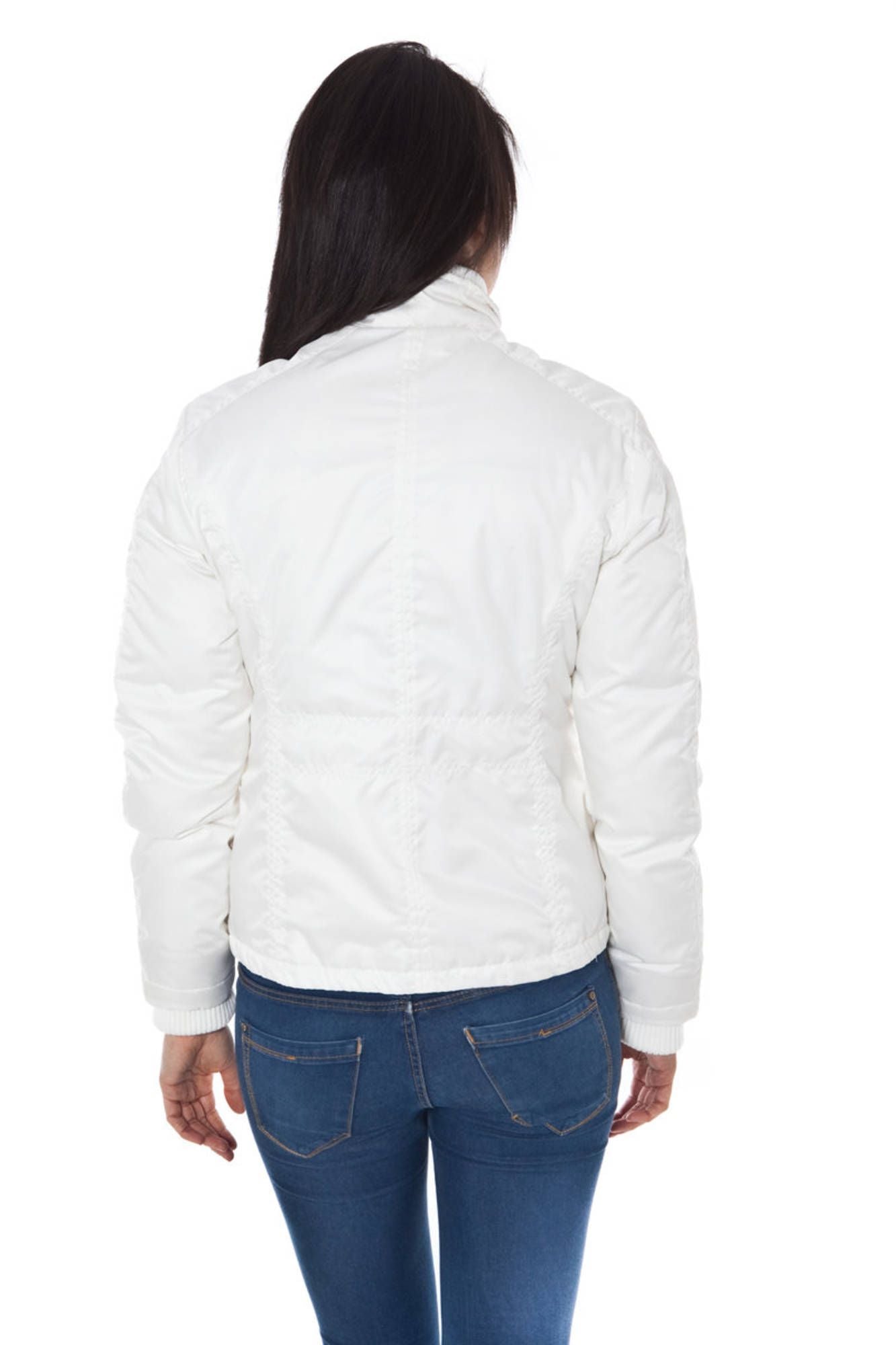 Elegant White Down Jacket with Removable Hood