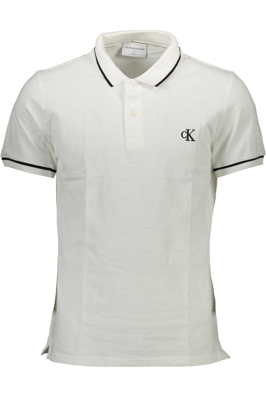 Elegant White Cotton Polo with Contrast Detailing