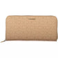 Beige Zip Wallet with Multiple Compartments