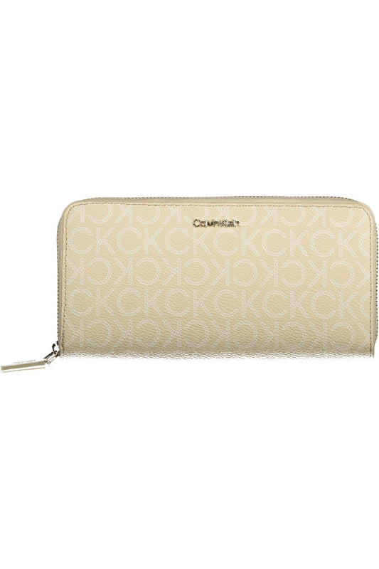 Beige Polyester Zip Wallet with RFID Block