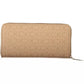 Beige Zip Wallet with Multiple Compartments