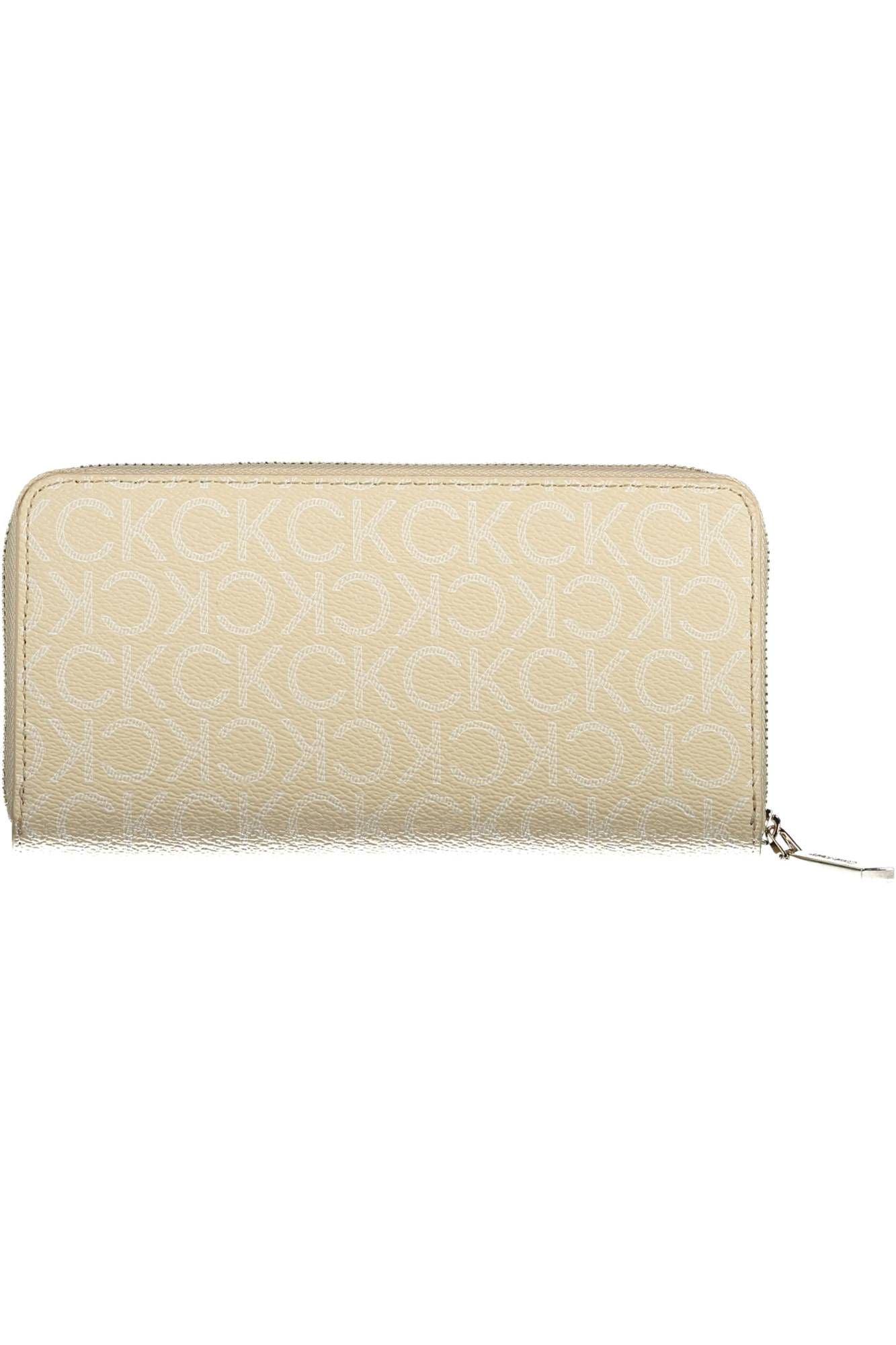 Beige Polyester Zip Wallet with RFID Block