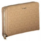 Beige Zip Wallet with Multiple Compartments