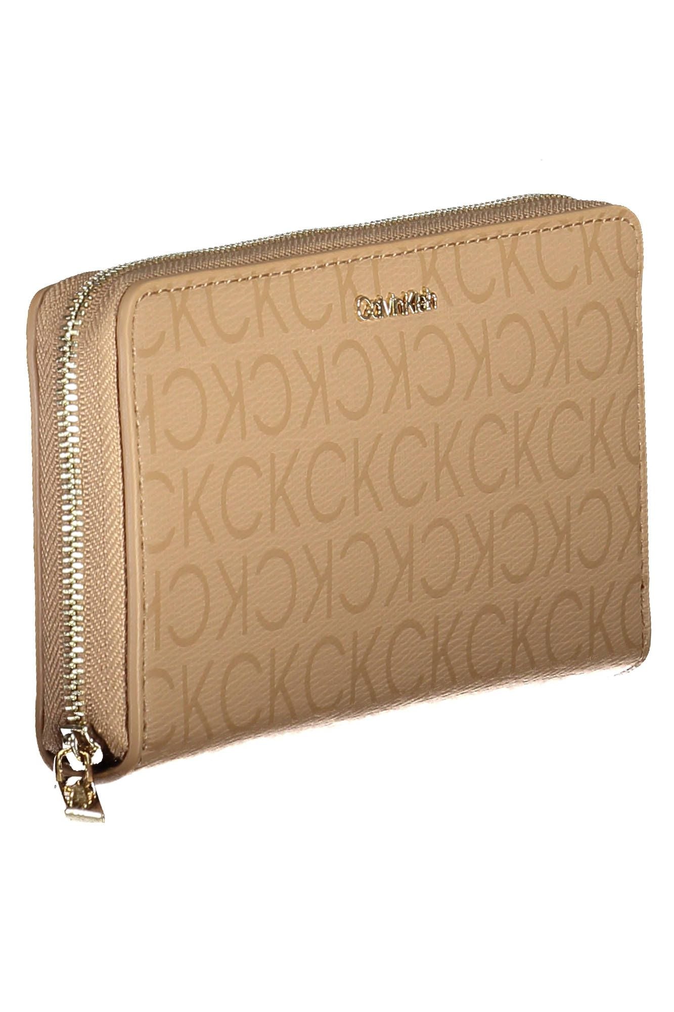 Elegant Beige Wallet with Secure Zip Closure