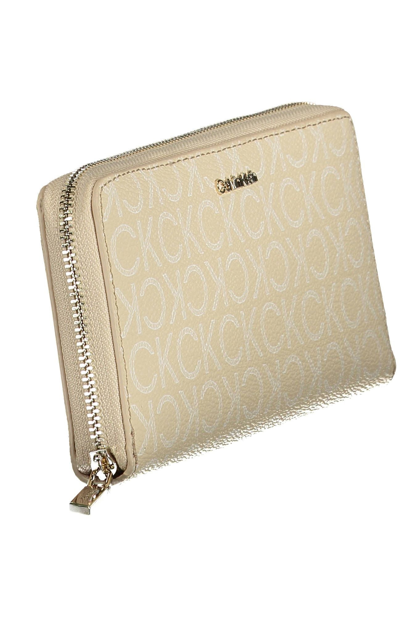 Beige Polyester Zip Wallet with RFID Block