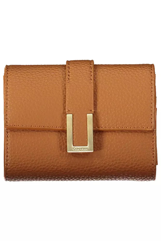 Chic Brown Contrast Detail Snap Wallet